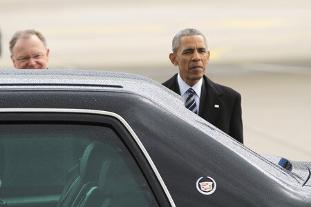 Ankunft von Barack Obama auf dem Flughafen Hannover-Langenhagen