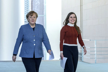 Pressekonferenz mit Angla Merkel und Katrin Jakobsdóttir in Berlin