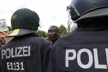 Flüchtlinge protestieren am Kreuzberger Oranienplatz, Berlin
