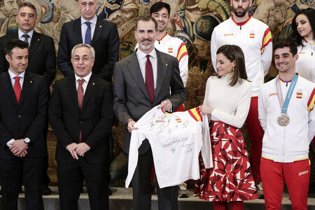 König Felipe und Königin Letizia empfangen das spanische Oympia-Team in Madrid