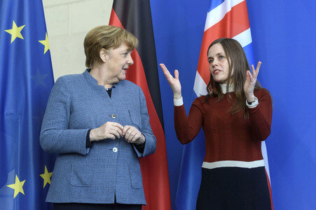 Pressekonferenz mit Angla Merkel und Katrin Jakobsdóttir in Berlin