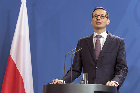Pressekonferenz mit Angla Merkel und Mateusz Morawiecki in Berlin