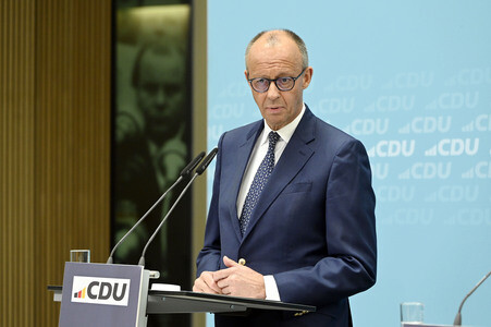 Pressekonferenz mit Friedrich Merz in Berlin