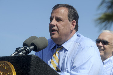 Chris Christie spricht in Belmar