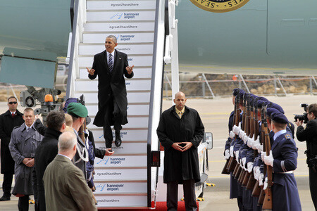 Ankunft von Barack Obama auf dem Flughafen Hannover-Langenhagen