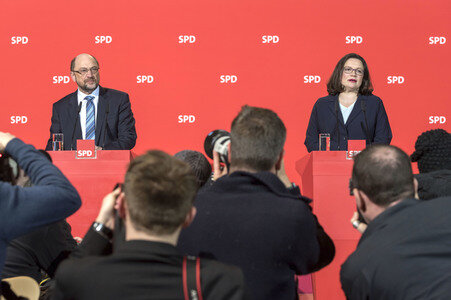 SPD-Pressekonferenz zu den Koalitionsverhandlungen in Berlin