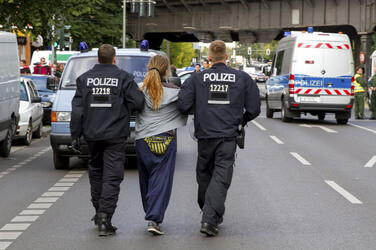 Demonstration in der Gürtelstraße, Berlin