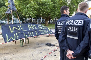 Infozelt der Refugees am Oranienplatz, Berlin