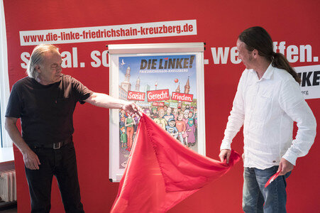 Plakatpräsentation der Linken in Berlin
