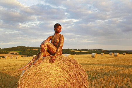 NATURE ART: Auf einem Feld in der Abendsonne / On a Field in the Evening Sun Bodypainting