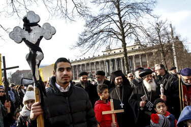Gedenkdemo für die vom IS ermordeten ägyptischen Christen, Berlin