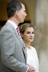 Spanish Royals Receive 'Ruta Quetzal BBVA 2014' Youth Group, Madrid