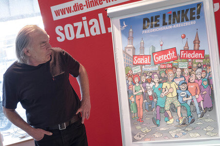 Plakatpräsentation der Linken in Berlin