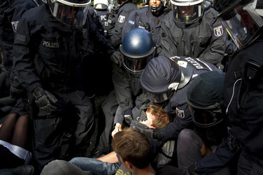 Demonstrationen gegen Räumung der besetzten Gerhart-Hauptmann-Schule, Berlin