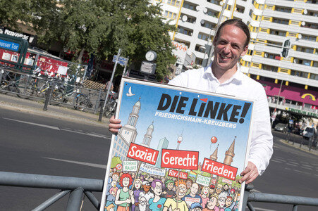 Plakatpräsentation der Linken in Berlin