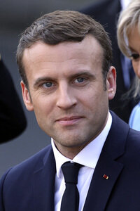 Präsident Macron beim Empfang am Rathaus in Paris
