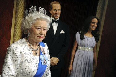 Wax Figuren der britischen Royals bei Madame Tussauds, New York