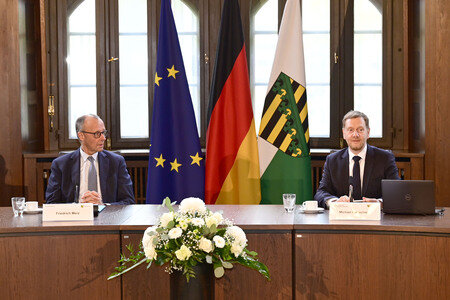 Antrittsbesuch von Bundeskanzler Friedrich Merz im Freistaat Sachsen in Dresden