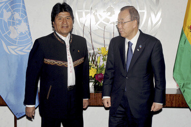 Evo Morales trifft Ban Ki-moon, New York