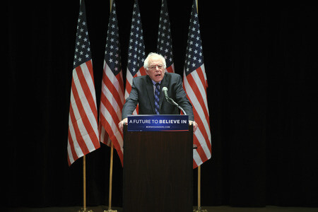Bernie Sanders spricht im Rathaus in New York