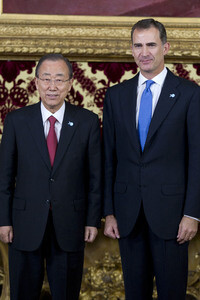 König Felipe empfängt Ban Ki-Moon in Madrid