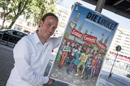 Plakatpräsentation der Linken in Berlin