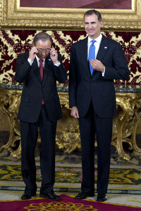 König Felipe empfängt Ban Ki-Moon in Madrid