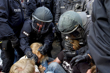 Demonstrationen gegen Räumung der besetzten Gerhart-Hauptmann-Schule, Berlin