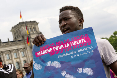 Refugees Demonstration vom Pariser Platz zum Kanzleramt, Berlin