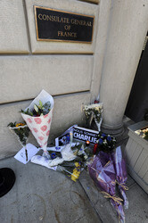 Blumen für die Charlie Hebdo Opfer, New York