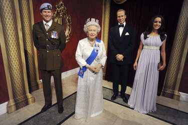 Wax Figuren der britischen Royals bei Madame Tussauds, New York