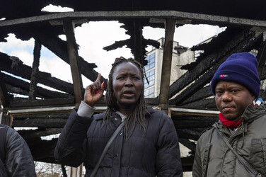Refugees Pressekonferenz zum Brand am Oranienplatz, Berlin