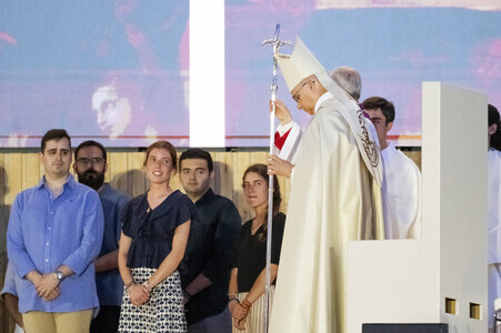 Papst Leo XIV. bei einer Gebetswache in Madrid
