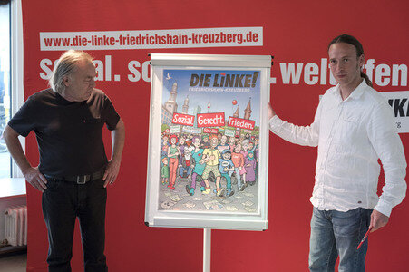 Plakatpräsentation der Linken in Berlin